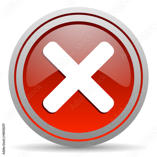 Illustration: cancel red glossy icon on white background cancel red glossy icon on white background