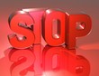 3D Word Stop on red background