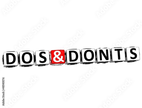 Illustration: 3D Dos And Donts Button Click Here Block Text 3D Dos And Donts Button Click Here Block Text