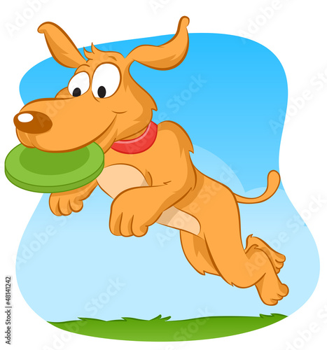 Illustration: Dog catching frisbee Dog catching frisbee