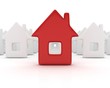 Unique red house. 3d render illustration