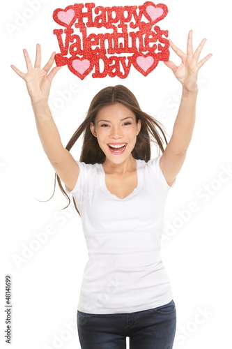 Photo: Woman showing Valentines day sign Woman showing Valentines day sign