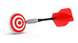 Dart hitting a target, Isolated on white background