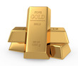 Gold bars isolated on white background