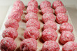 Fresh uncooked meatballs