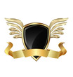 Illustration: Gold Shield with wings and bow Gold Shield with wings and bow