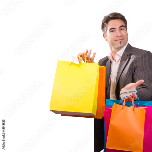 Photo: Geschäftsmann beim Geschenke kaufen Geschäftsmann beim Geschenke kaufen