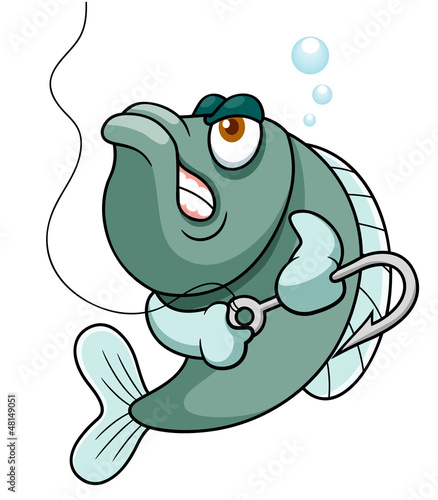 Vector: illustration of fish with Fishing Hook illustration of fish with Fishing Hook