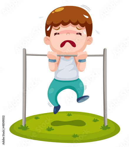 Vector: illustration of boy hanging single bar illustration of boy hanging single bar