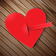 Vector: Heart from paper Valentines day card on wood background Heart from paper Valentines day card on wood background