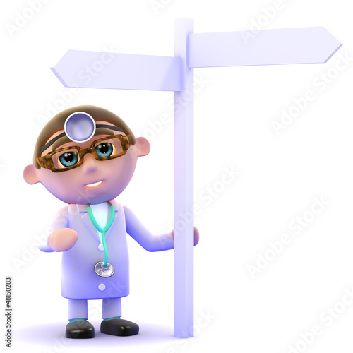 Illustration: Doctor makes a choice at the signpost Doctor makes a choice at the signpost