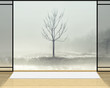 Zen room with Lonely tree in fog background