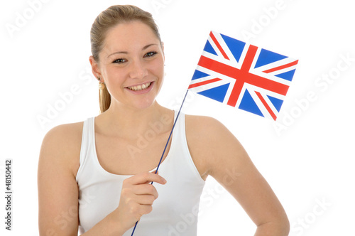Photo: Junge Frau mit Union Jack Junge Frau mit Union Jack