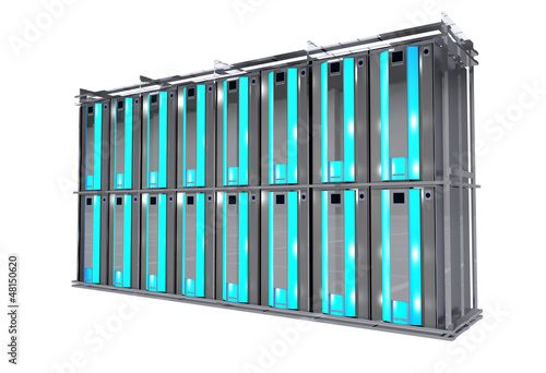 Illustration: Servers Rack Isolated on White. Cool Modern Hosting Rack Servers Rack Isolated on White. Cool Modern Hosting Rack