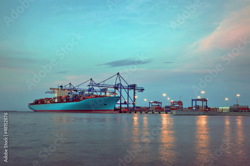 Photo: Container terminal at twilight Container terminal at twilight
