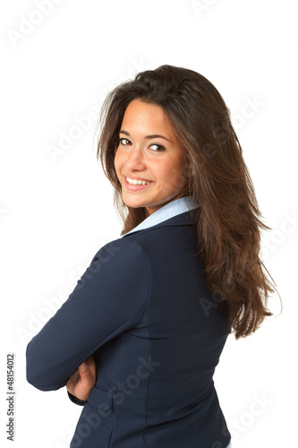 Photo: portrait happy girl on white background portrait happy girl on white background
