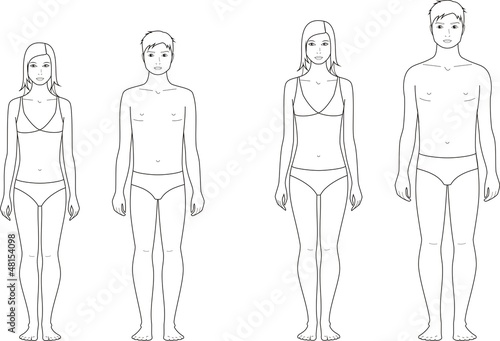 Vector: Vector illustration of teenager's figure: 12 and 15 years Vector illustration of teenager's figure: 12 and 15 years