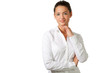 portrait young woman on white background