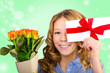 geschenk mit blumen