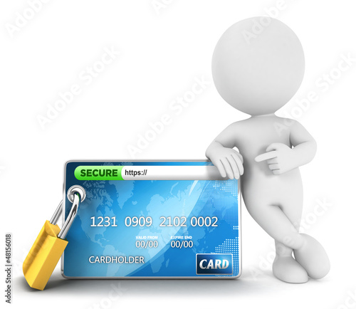 Illustration: 3d white people secure payment 3d white people secure payment