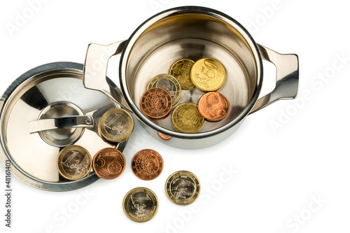 Photo: Kochtopf und Euromünzen Kochtopf und Euromünzen