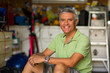 Handsome man in garage