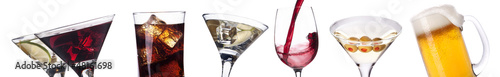 Photo: Collection of different images of alcohol isolated Collection of different images of alcohol isolated