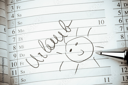 Photo: Eintrag im Kalender: Urlaub Eintrag im Kalender: Urlaub
