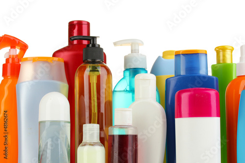 Photo: A lot of different cosmetic products for personal care isolated A lot of different cosmetic products for personal care isolated