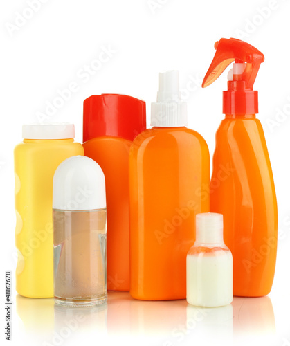 Photo: A lot of different cosmetic products for personal care isolated A lot of different cosmetic products for personal care isolated