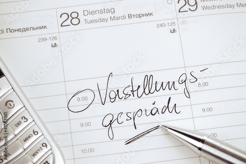 Photo: Kalendereintrag Vorstellungsgespräch Kalendereintrag Vorstellungsgespräch