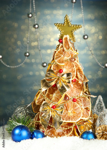 Photo: beautiful christmas tree of dry lemons with decor, beautiful christmas tree of dry lemons with decor,