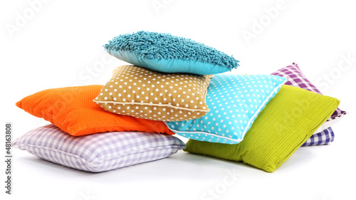 Photo: Hill colorful pillows isolated on white Hill colorful pillows isolated on white