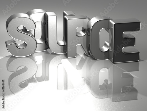 Illustration: 3D Word Source on silver background 3D Word Source on silver background