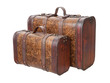 Two Vintage Suitcases Isolated on white