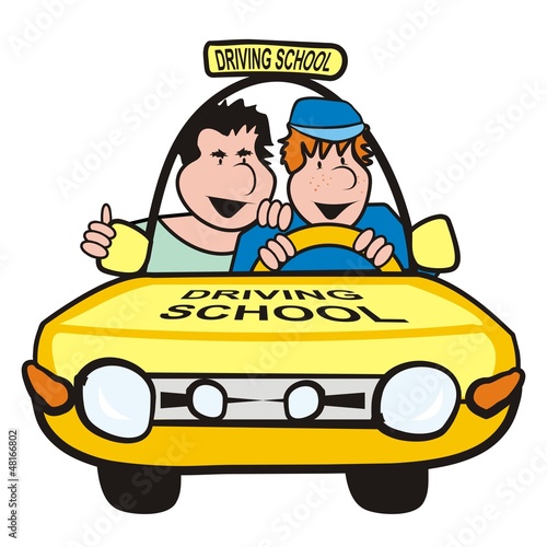 Vector: man in the car-driving school man in the car-driving school