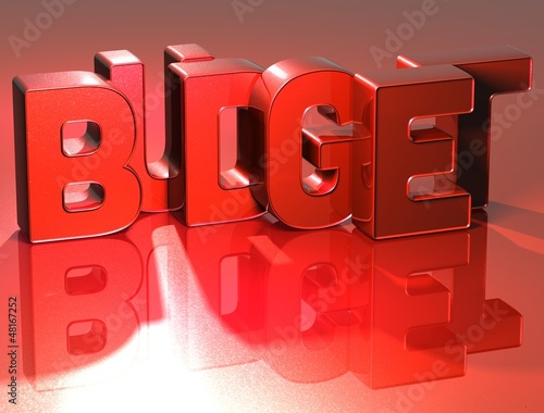 Illustration: 3D Word Budget on red background 3D Word Budget on red background