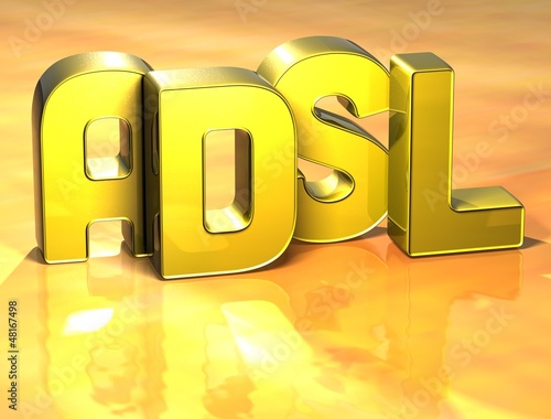 Illustration: 3D Word ADSL on yellow background 3D Word ADSL on yellow background