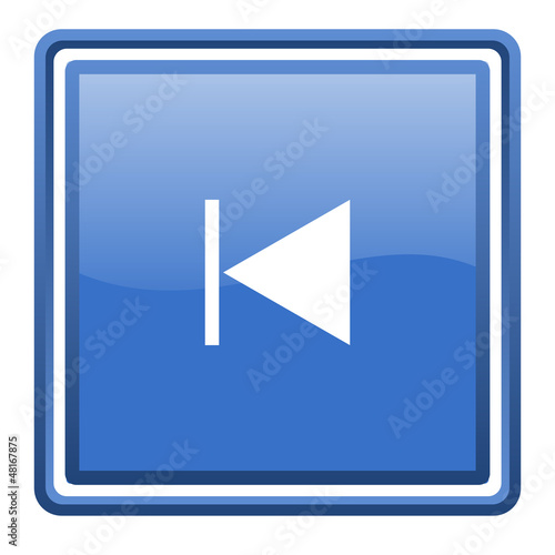 Illustration: prev blue glossy square web icon isolated prev blue glossy square web icon isolated