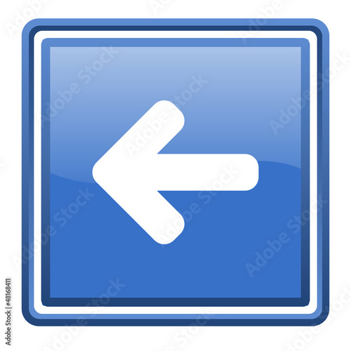 Illustration: arrow left blue glossy square web icon isolated arrow left blue glossy square web icon isolated