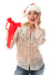 Young caucasian woman in christmas cap