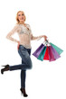 Photo: Young beautiful woman holds bags and smiling Young beautiful woman holds bags and smiling