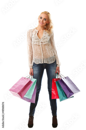 Photo: Young beautiful woman with shopping bags Young beautiful woman with shopping bags