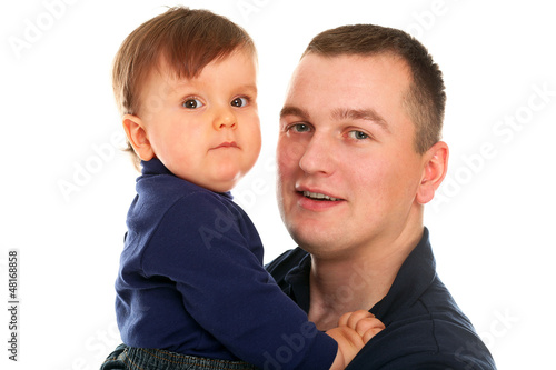 Photo: Father and son playing isolated Father and son playing isolated