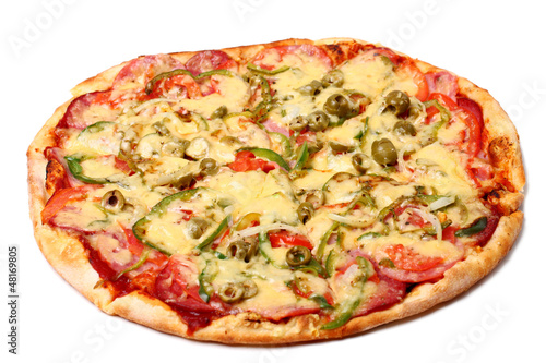 Photo: Image of fresh italian pizza isolated Image of fresh italian pizza isolated