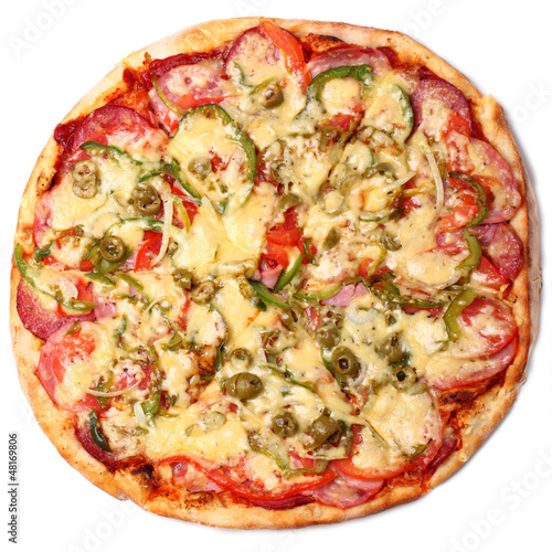 Photo: Image of fresh italian pizza isolated Image of fresh italian pizza isolated