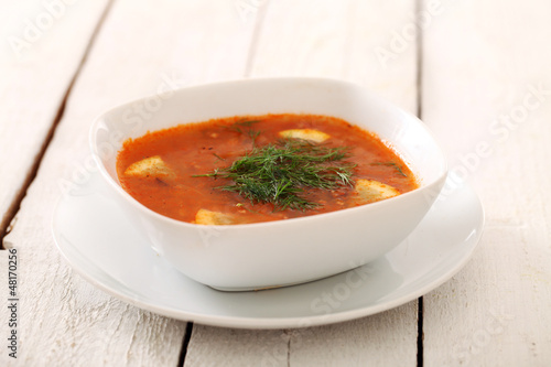 Photo: Image of bowl of hot red soup isolated Image of bowl of hot red soup isolated