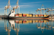 Cargo sea port. Sea cargo cranes. Sea.