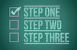 Steps checkmark blackboard