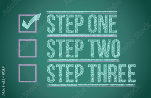 Illustration: Steps checkmark blackboard Steps checkmark blackboard